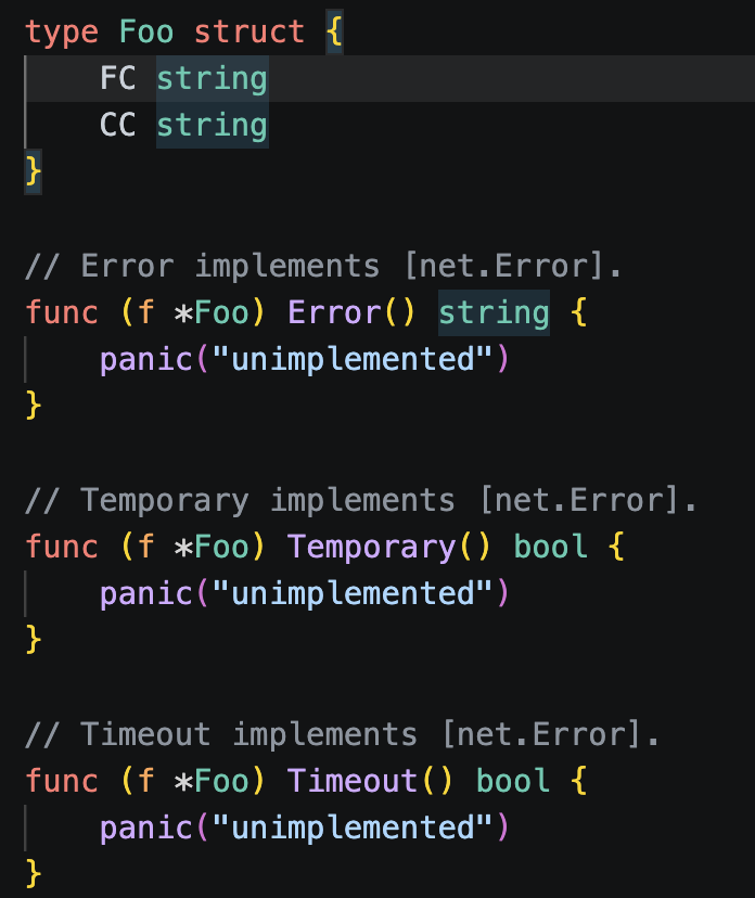 After “Implement interface”